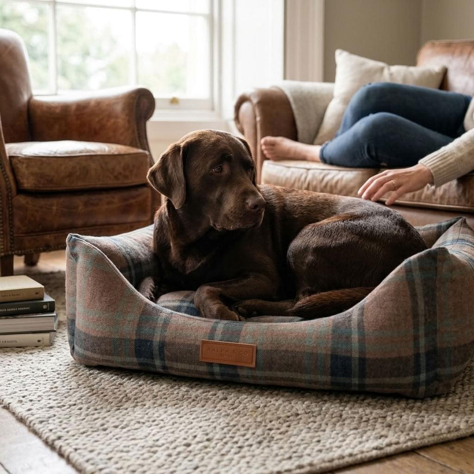 Eskdale Tartan Bolster Dog Bed - Pawlunova
