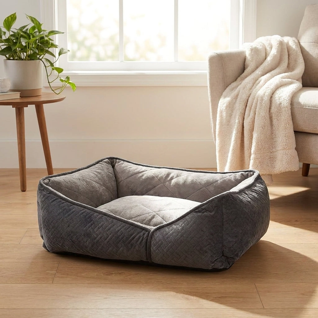 Dream Paws Geometric Shape Dog Bed Grey