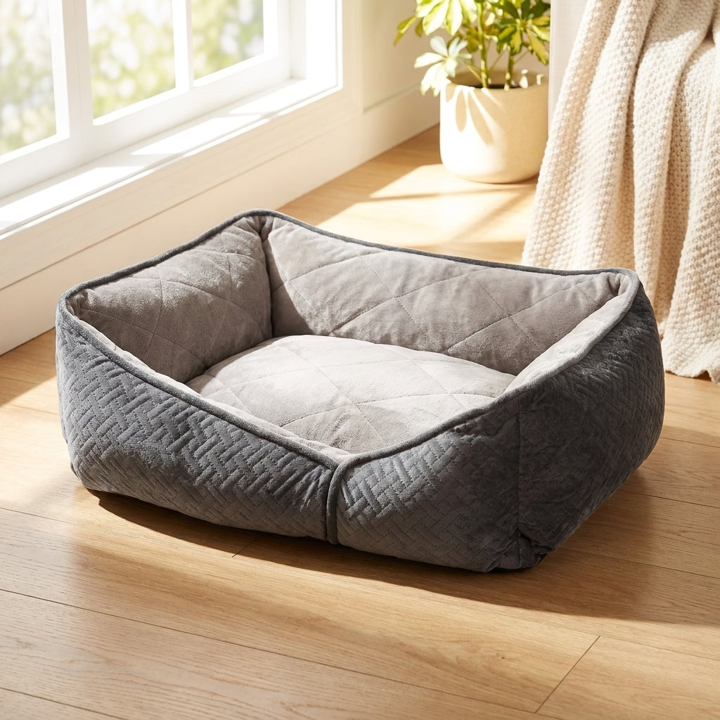 Dream Paws Geometric Shape Dog Bed Grey