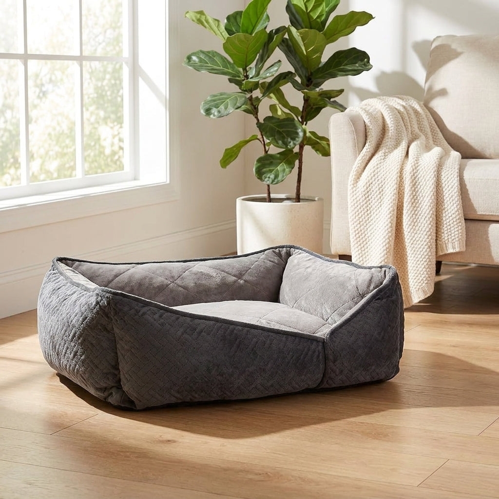 Dream Paws Geometric Shape Dog Bed Grey