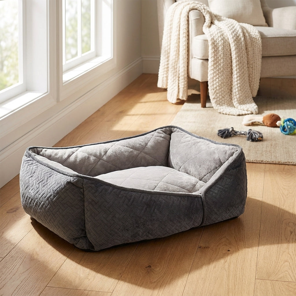 Dream Paws Geometric Shape Dog Bed Grey