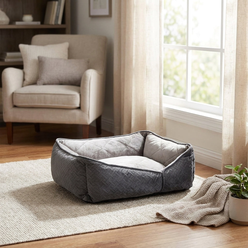 Dream Paws Geometric Shape Dog Bed Grey