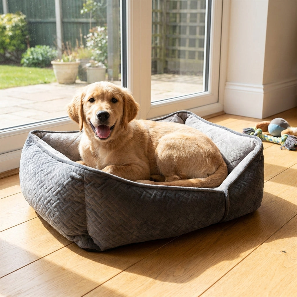 Dream Paws Geometric Shape Dog Bed Grey