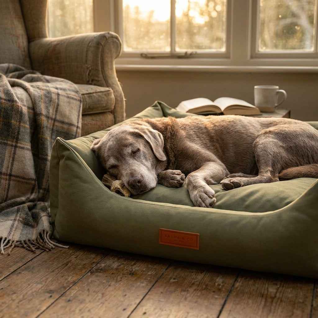 Waterproof high sided nest dog bed in wipe clean coated fabric - PawLunova Crummock