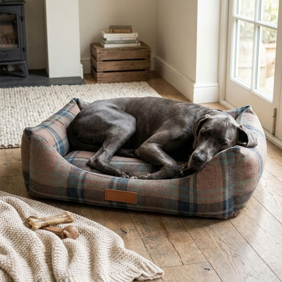 Eskdale Tartan Bolster Dog Bed - Pawlunova
