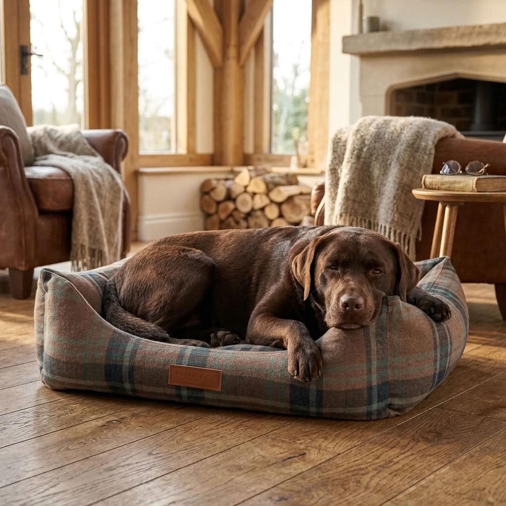 Eskdale Tartan Bolster Dog Bed - Pawlunova