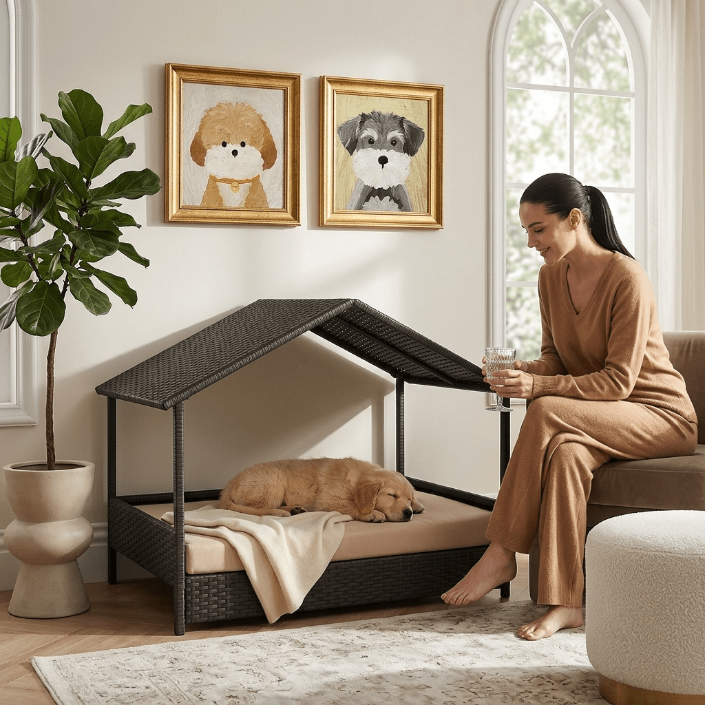 Henley Woven Canopy Dog Day Bed - Pawlunova