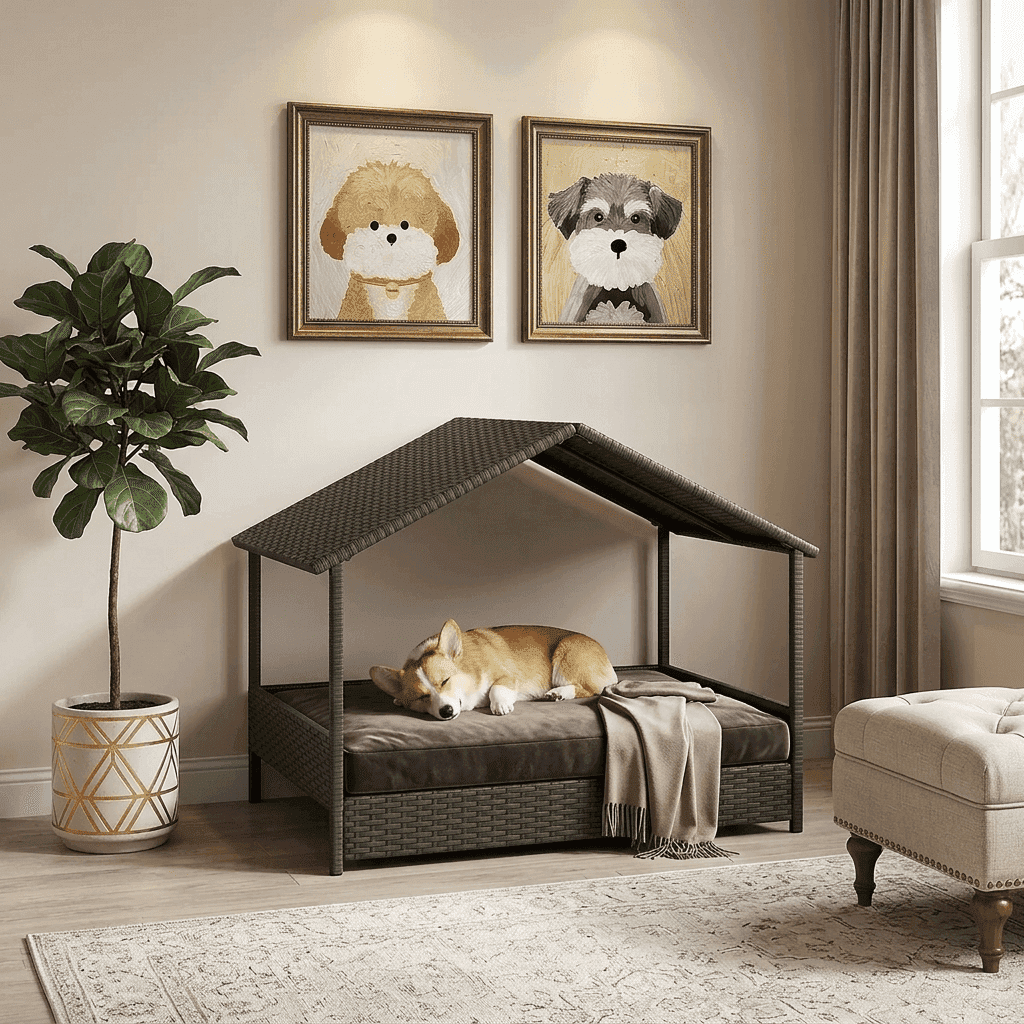 Henley Woven Canopy Dog Day Bed - Pawlunova