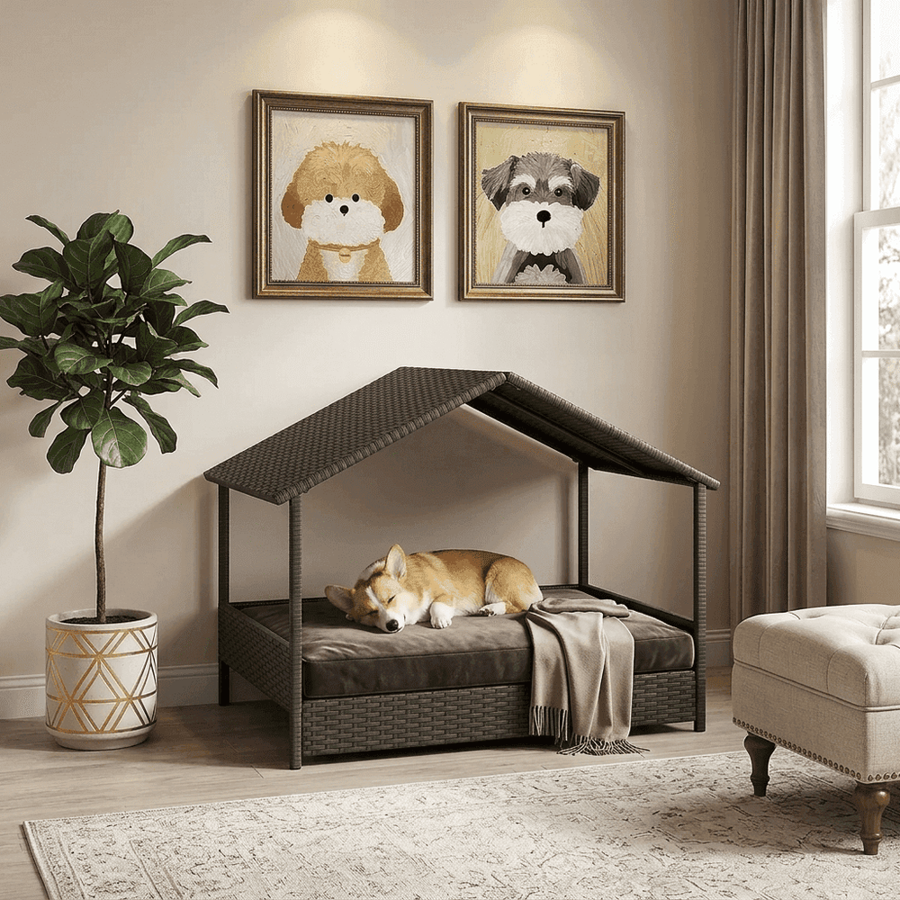Henley Woven Canopy Dog Day Bed - Pawlunova