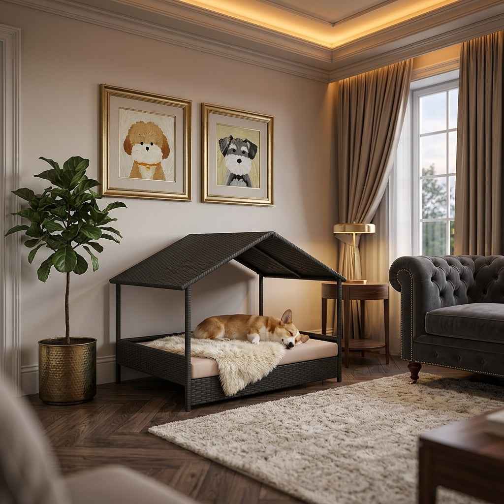 Henley Woven Canopy Dog Day Bed - Pawlunova