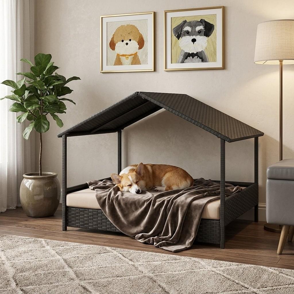 Henley Woven Canopy Dog Day Bed - Pawlunova