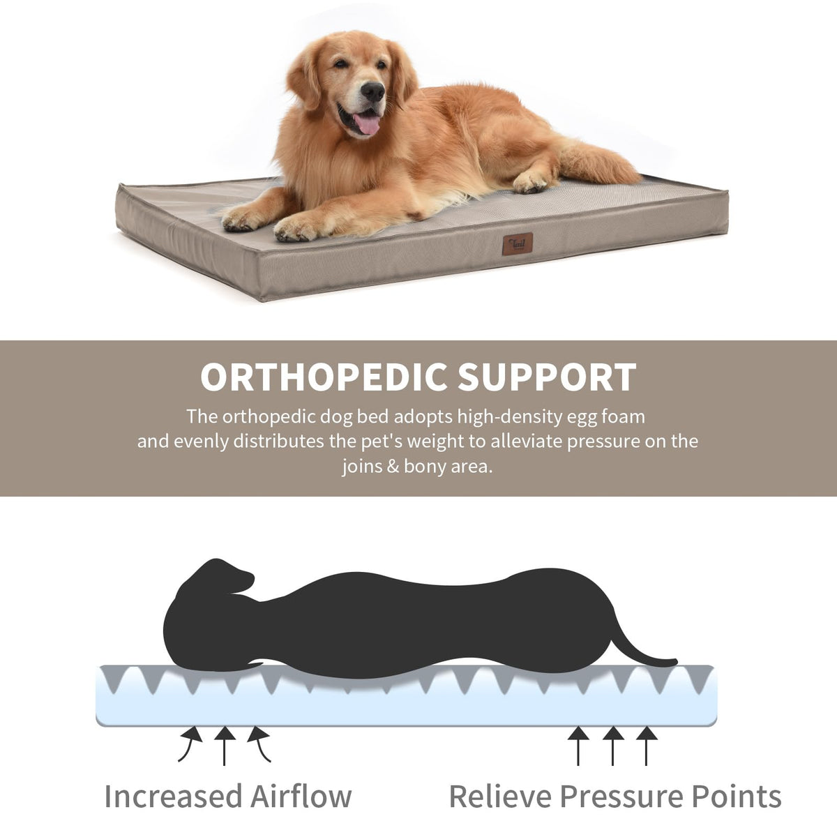 Honister All-Weather Waterproof Dog Bed, egg-crate foam - PawLunova