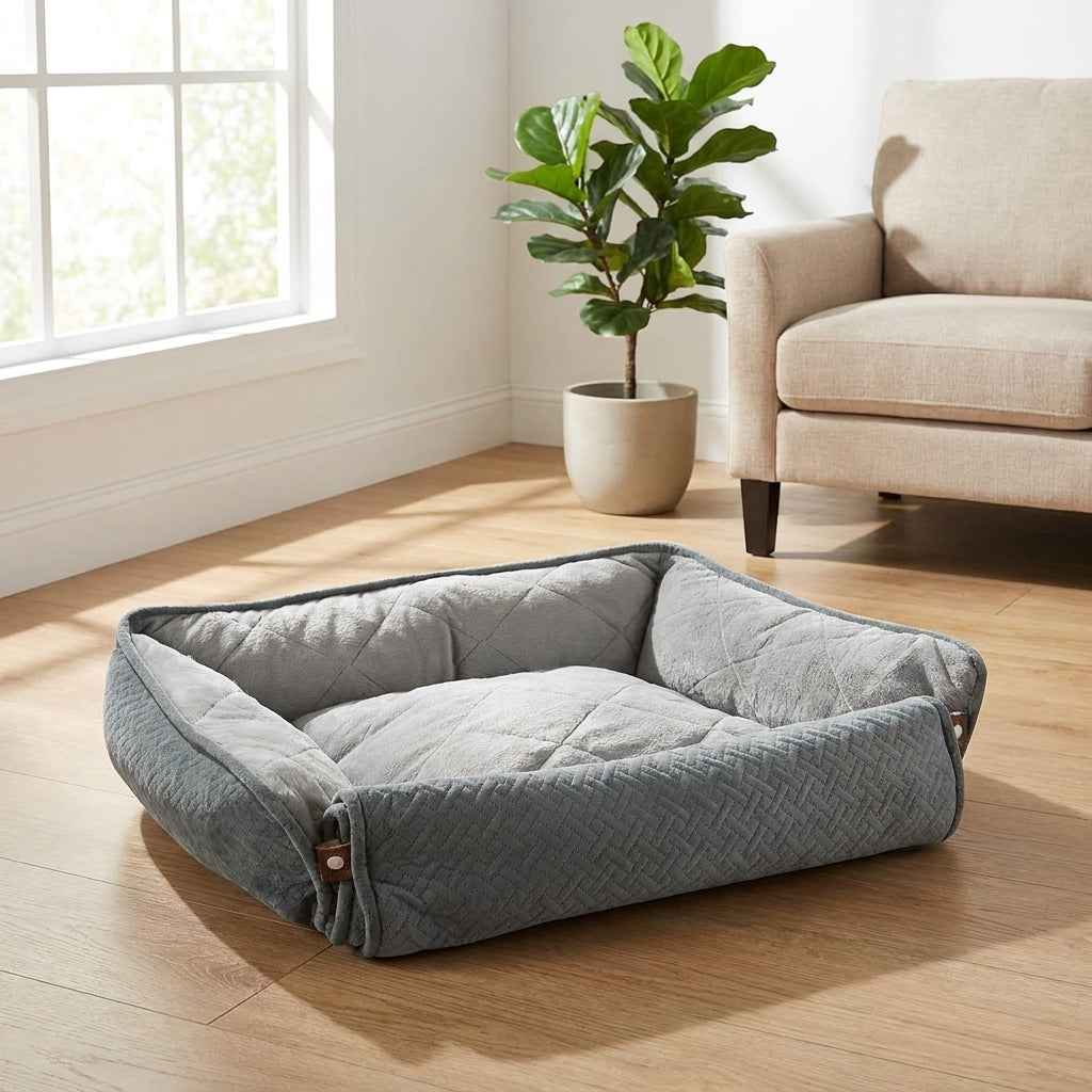 Quilted dog crate mattress with low padded sides - PawLunova Glenridding