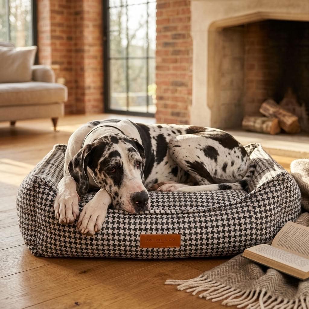 Kentmere Houndstooth Bolster Dog Bed - Pawlunova