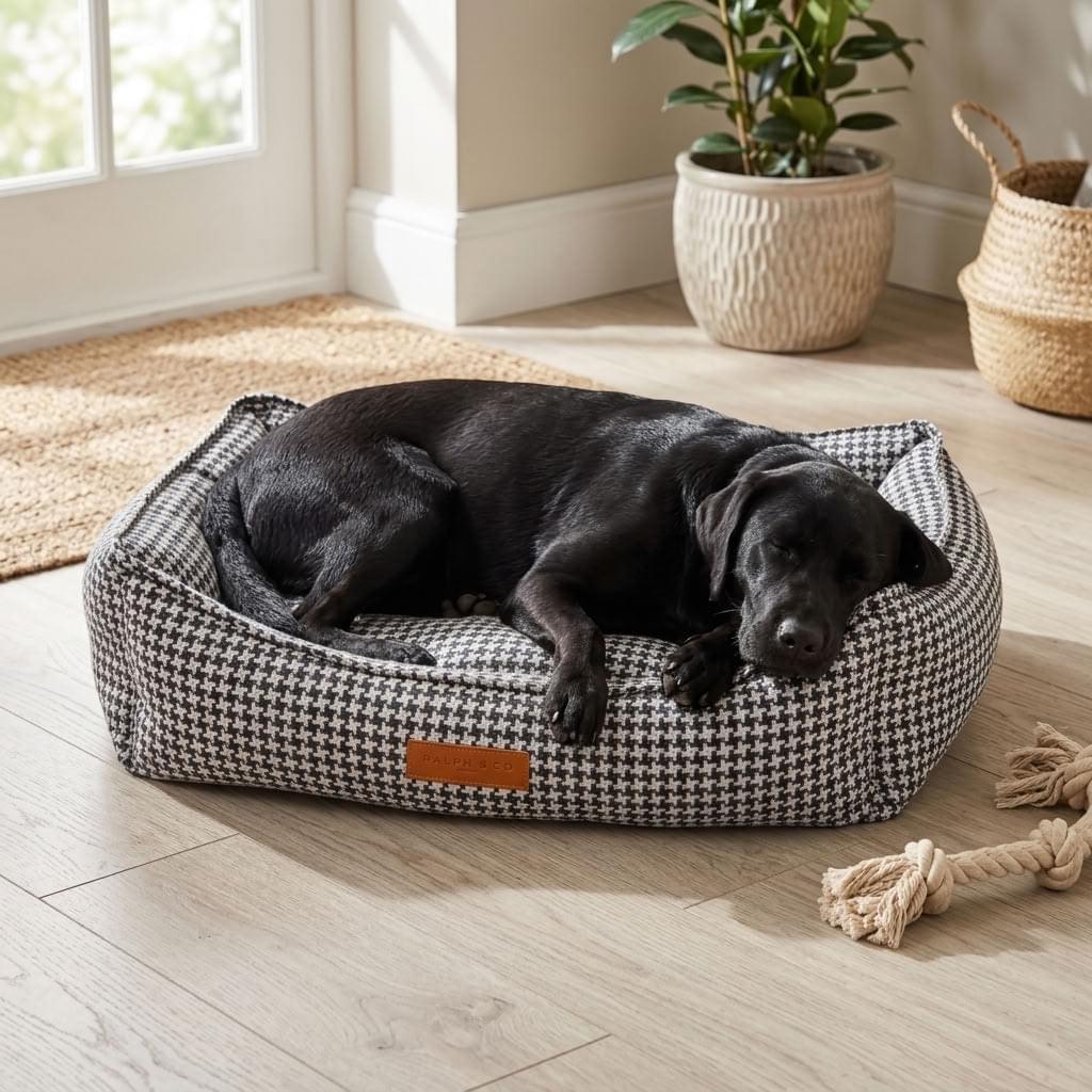 Kentmere Houndstooth Bolster Dog Bed - Pawlunova