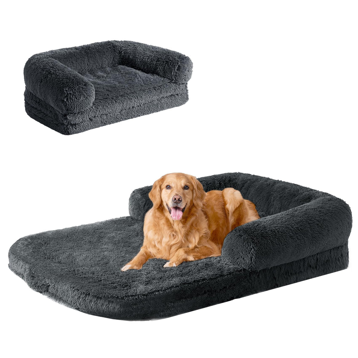 Skiddaw XXL Faux Fur Memory Foam Dog Bed, faux fur cover - PawLunova