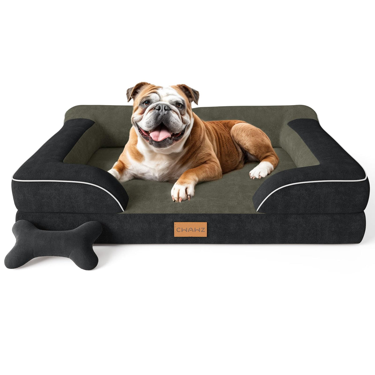 Threlkeld Velvet Gel Memory Foam Dog Sofa in Black - PawLunova