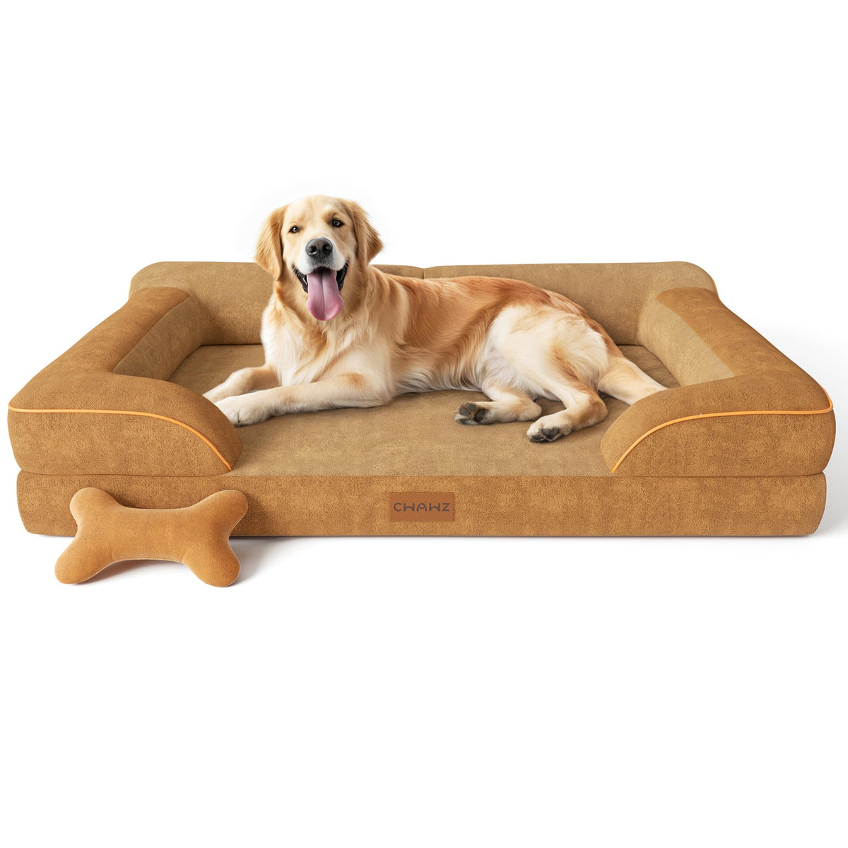 Threlkeld Velvet Gel Memory Foam Dog Sofa in Brown - PawLunova